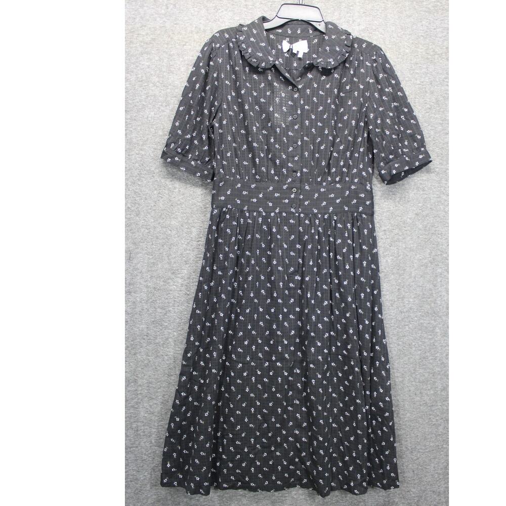 relisted! ba&sh Ditsy Floral Eddy Dress Size L Midi Unworn Retro Carbon French - Picture 6 of 12